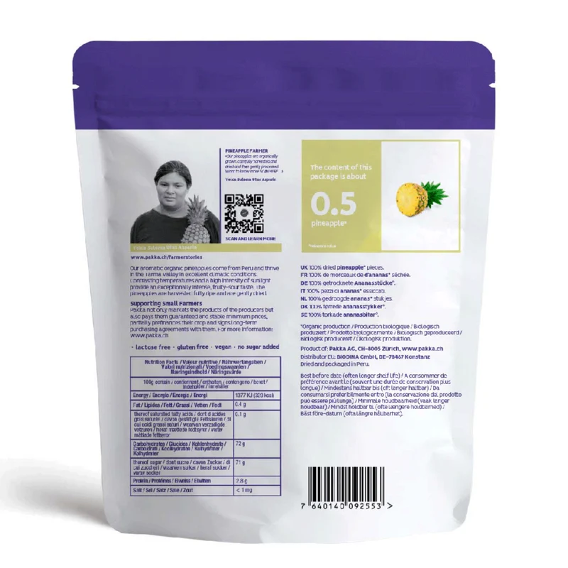 PAKKA BIO & FAIR Trockenfrüchte: Ananas, Mango, Physalis und Fruchtmix - 100g
