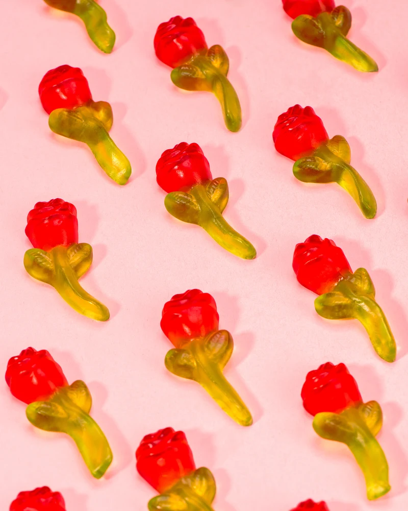 Fruchtgummi Rosen mit Stiel – Klassiker