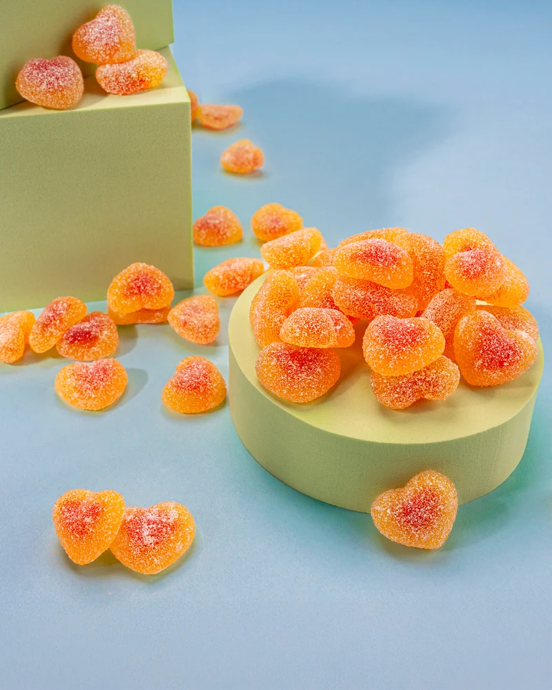 Fruchtgummi Pfirsich-Herzen – sauer