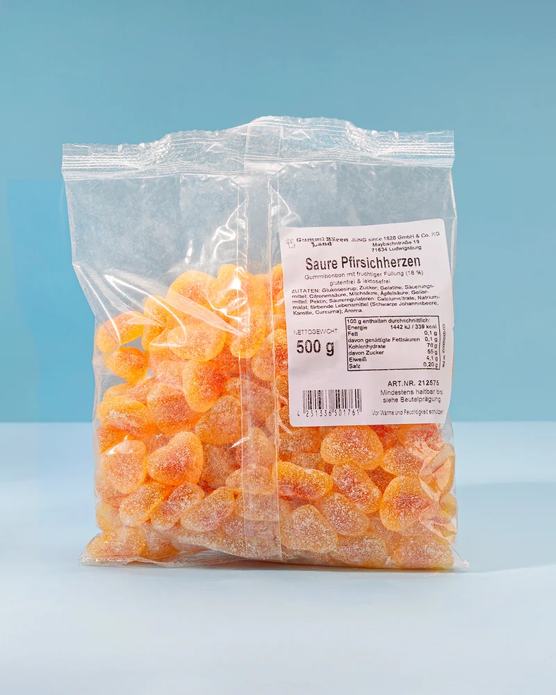 Fruchtgummi Pfirsich-Herzen – sauer