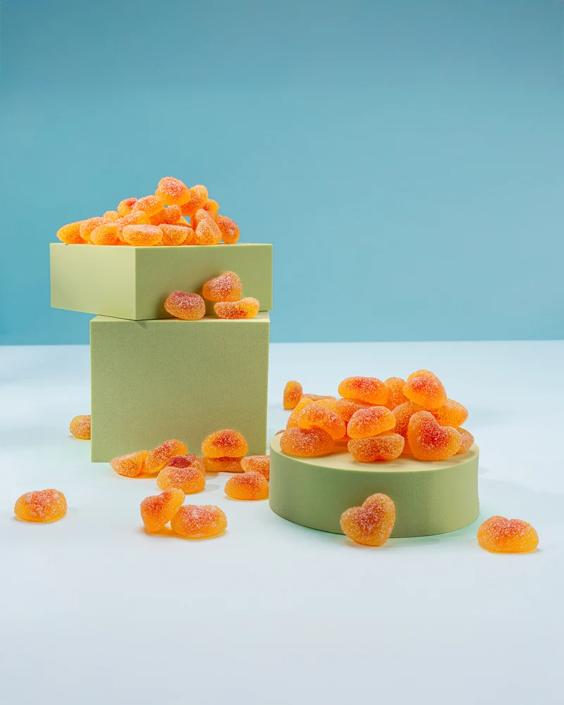 Fruchtgummi Pfirsich-Herzen – sauer