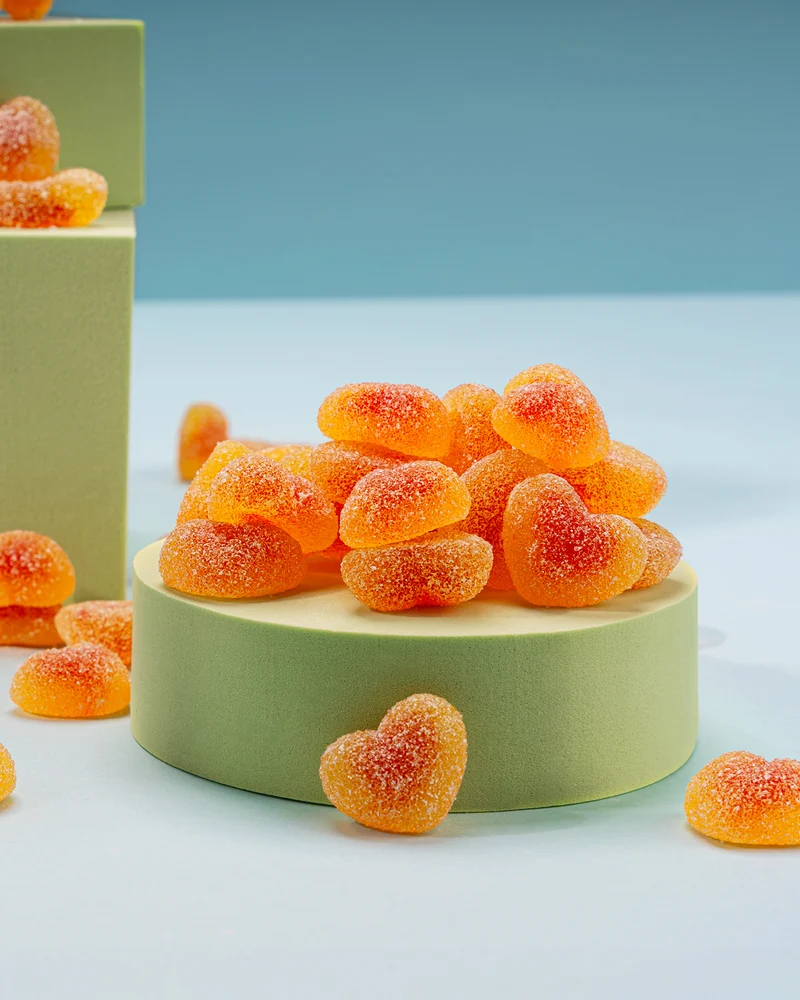 Fruchtgummi Pfirsich-Herzen – sauer
