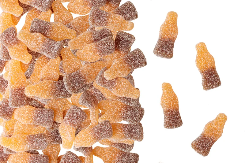 Fruchtgummi Cola-Orange Flaschen – sauer