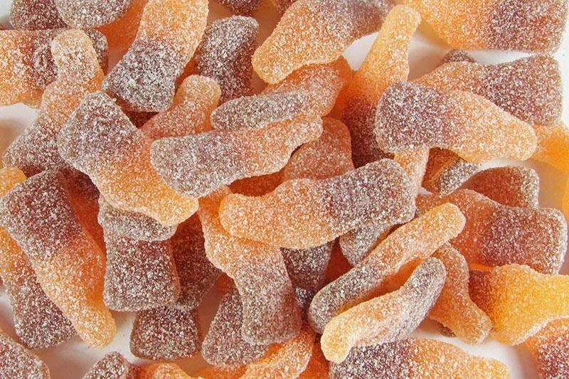 Fruchtgummi Cola-Orange Flaschen – sauer