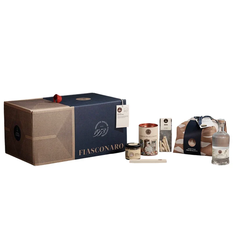 FIASCONARO :Luxus Geschenkset "Gift Box Manna" (Präsenter mit Panettone, Manna-Spezialitäten & Donum Gin)