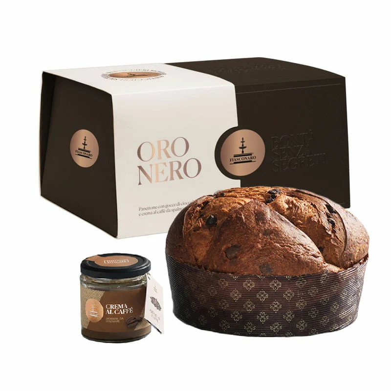 FIASCONARO ORO NERO Panettone mit Schokoladensplittern & Kaffeesahne - 1kg