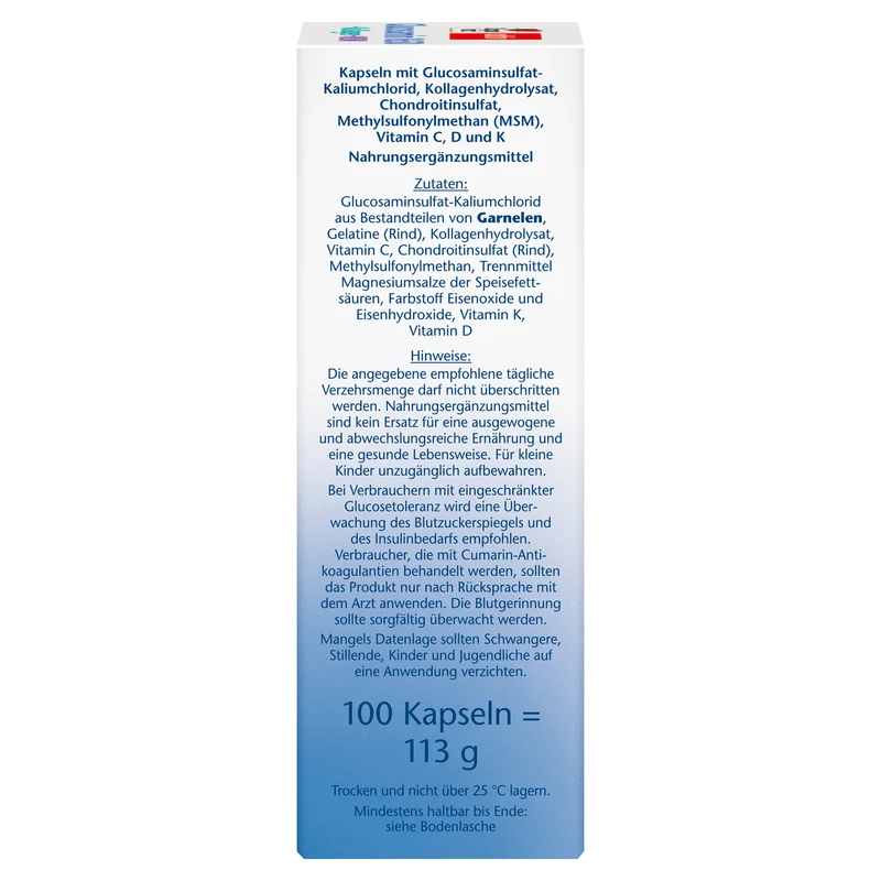 Glucosamin 1650 + Kollagen + MSM (100 Kapseln)