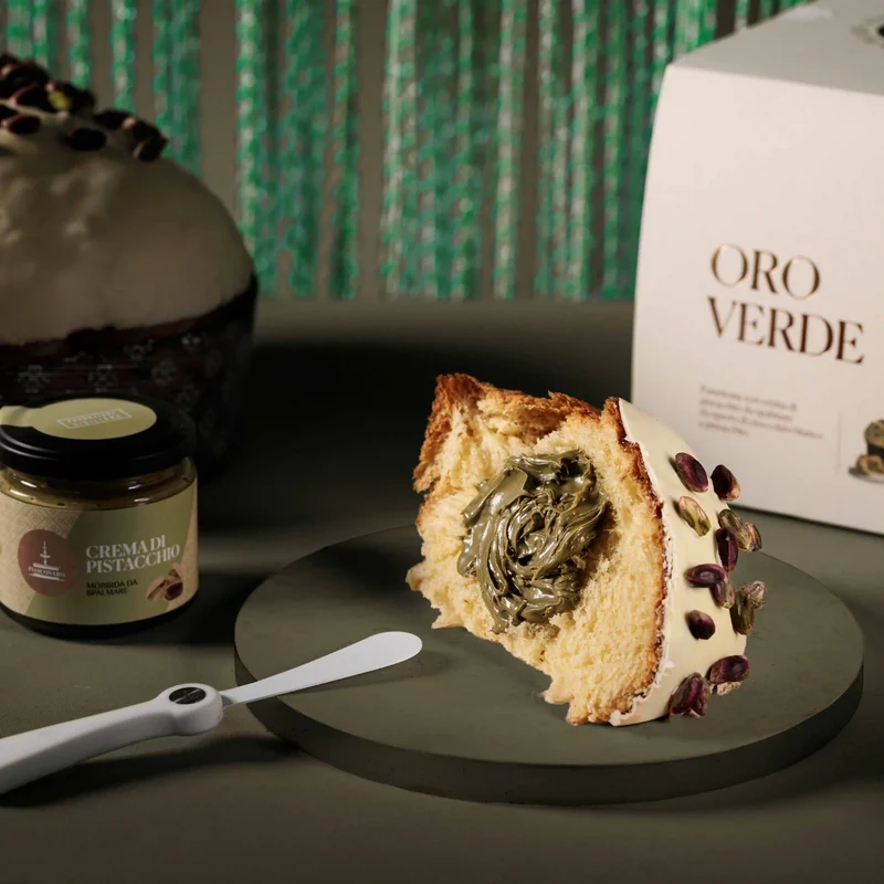 ORO VERDE FIASCONARO Panettone mit Pistaziencreme & weißem Zuckerguss - 1kg