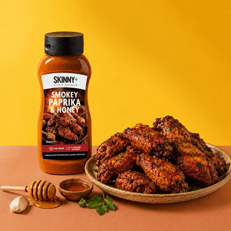 Skinny+ Røget paprika og honningsmag Sukkerfri Skinny Sauce - 452 ml