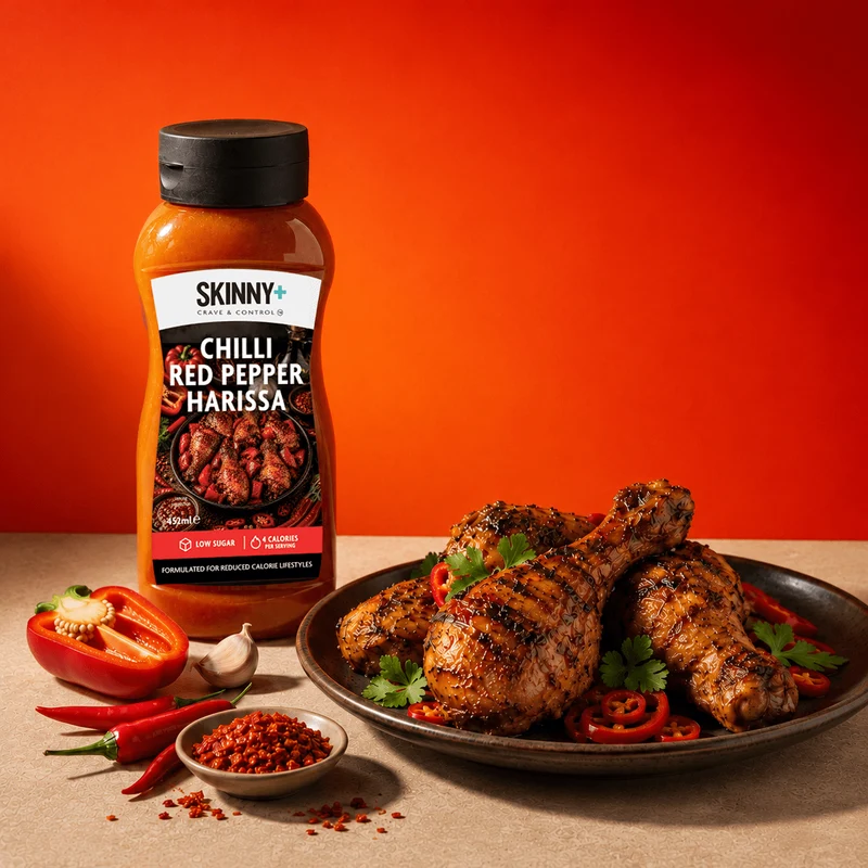 Skinny+ Chili Rød Peber Harissa Smag Sukkerfri Skinny Sauce - 452 ml