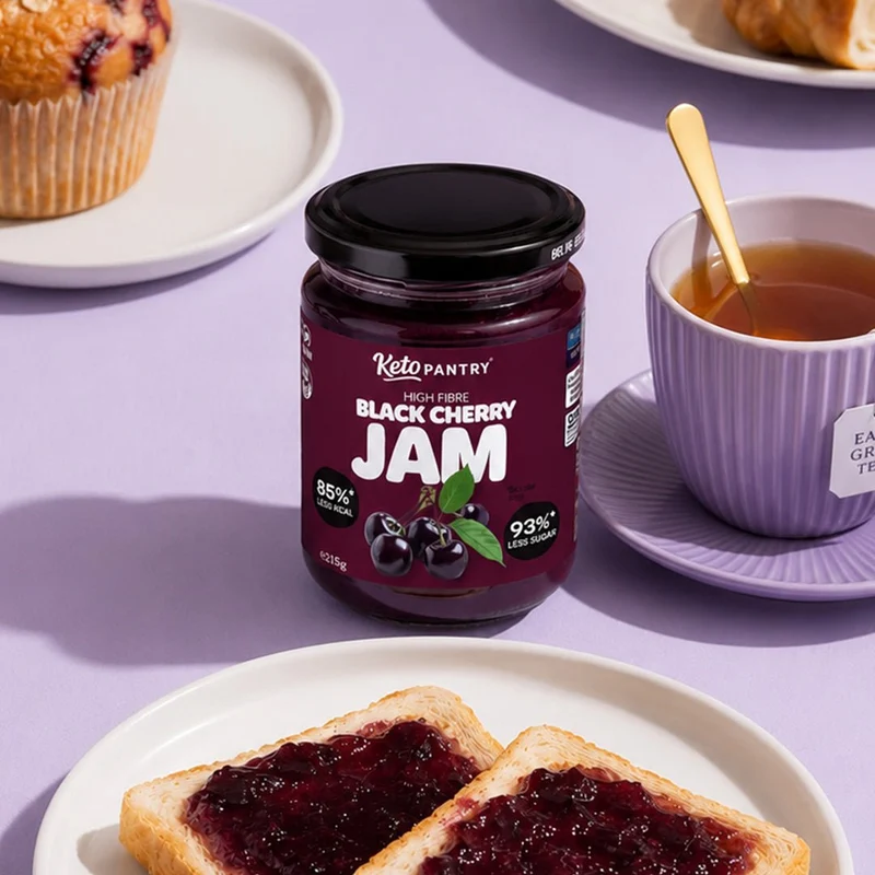 Keto Pantry Sort Kirsebærmarmelade med lavt sukkerindhold - 215 g
