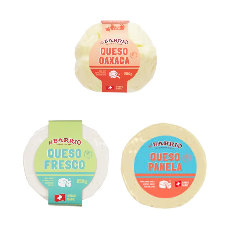 DEL BARRIO Käse aus Schweizer Milch und nach mexikanischem Rezept: Oaxaca,Queso Fresco und Queso Panela - 250g