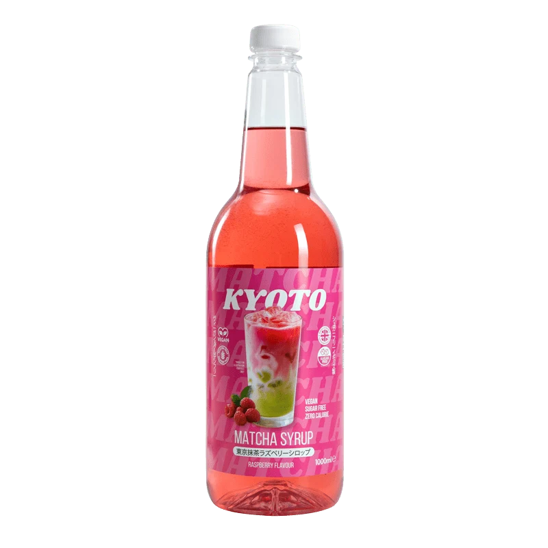 Kyoto Hindbær Matcha Sirup - Lavkalorie Sukkerfri - 1 Liter