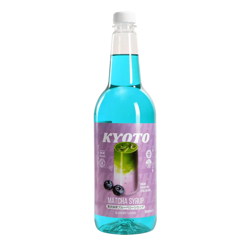 Kyoto Blåbær Matcha Sirup - Lavkalorie Sukkerfri - 1 Liter
