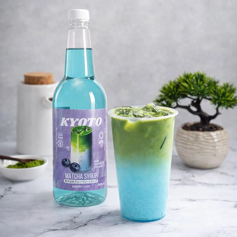 Kyoto Blåbær Matcha Sirup - Lavkalorie Sukkerfri - 1 Liter