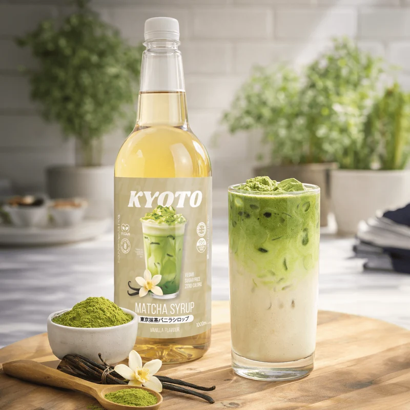 Kyoto Vanilje Matcha Sirup - Lavkalorie Sukkerfri - 1 Liter