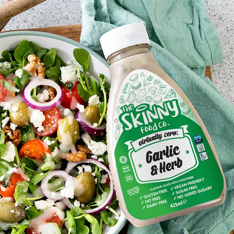Hvidløgs- og urte-dipsauce - sukkerfri tynd sauce - 425 ml x 6 stk.