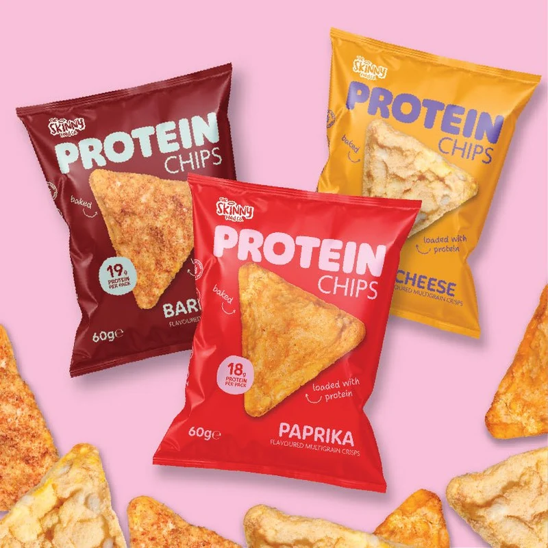 Skinny Protein Chips blandet bundt (2 pr. smag) 6 x 60 g (18-19 g protein pr. pakke)