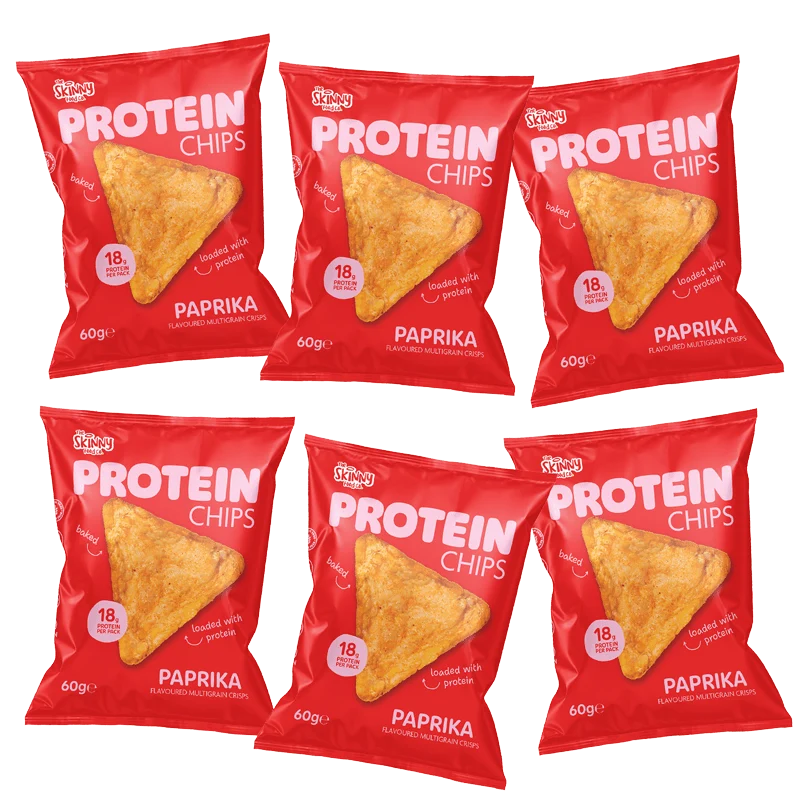 Skinny Protein Chips Paprika Flavor Multibuy 6 x 60 g (18 g protein pr. pakke)