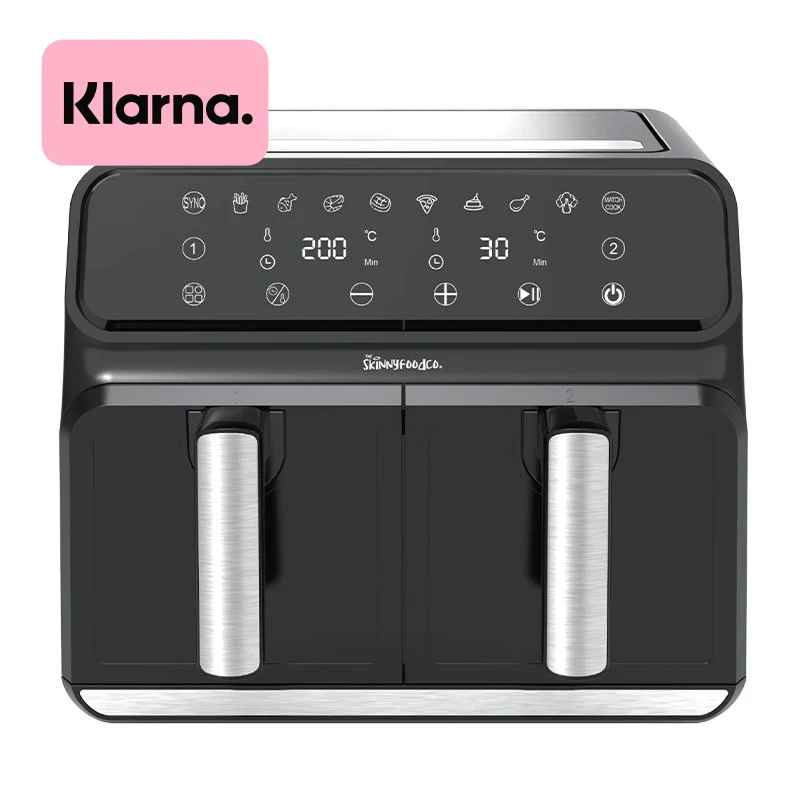 Skinny Food Co Black Dual Zone Air Fryer 8 liter (Gratis Digital Air Fryer Opskriftsbog) - Ninja Alternative
