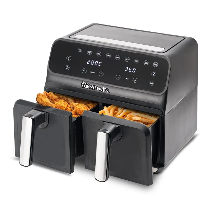 Skinny Food Co Black Dual Zone Air Fryer 8 liter (Gratis Digital Air Fryer Opskriftsbog) - Ninja Alternative