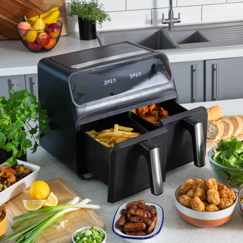 Skinny Food Co Black Dual Zone Air Fryer 8 liter (Gratis Digital Air Fryer Opskriftsbog) - Ninja Alternative