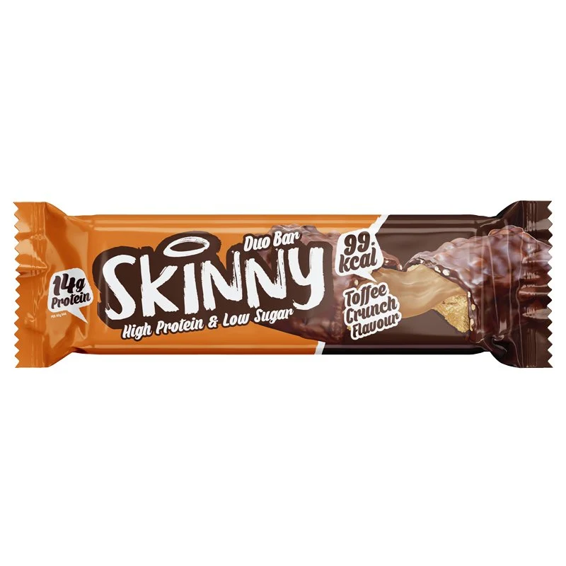 Toffee Crunch Flavour Skinny Duo Bar med højt proteinindhold og lavt sukkerindhold - 60 g