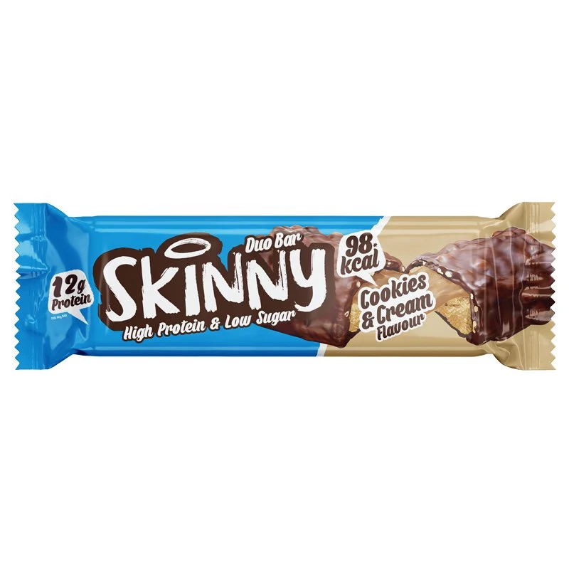 Cookies & Cream Smag Skinny Højprotein Lavt Sukker Duo Bar - 60g