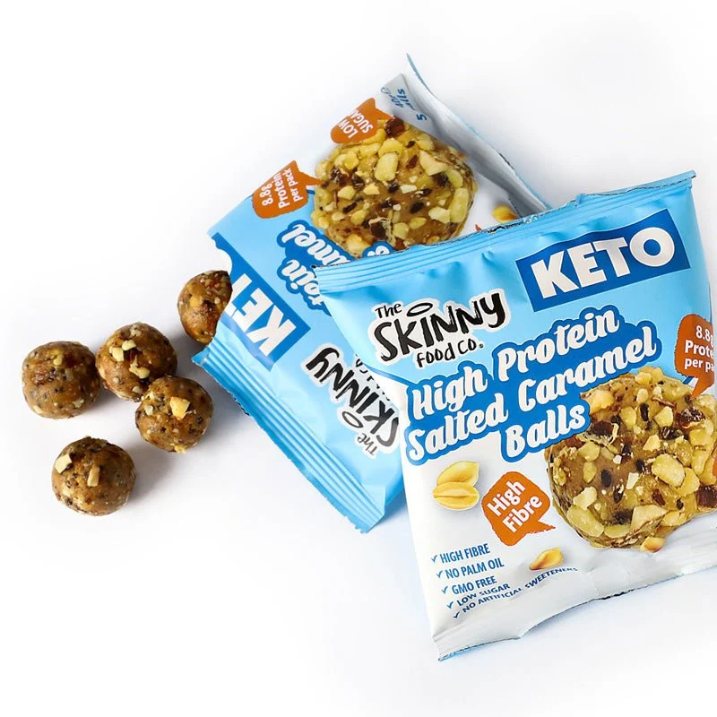 Skinny KETO-bolde med højt proteinindhold (8.8 g protein pr. portion) - Saltet karamel