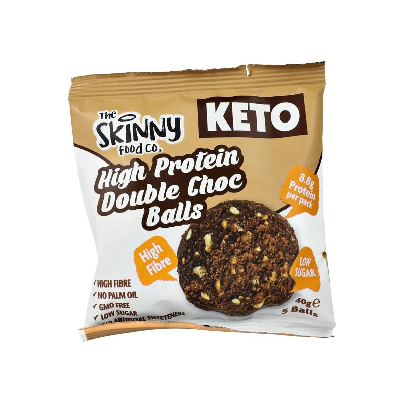 Skinny KETO-kugler med højt proteinindhold (8.8 g protein pr. portion) - Dobbelt chokolade