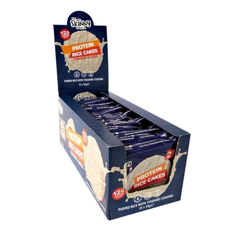 Hvide, tynd riskager med højt proteinindhold - 12 x 55 g karton