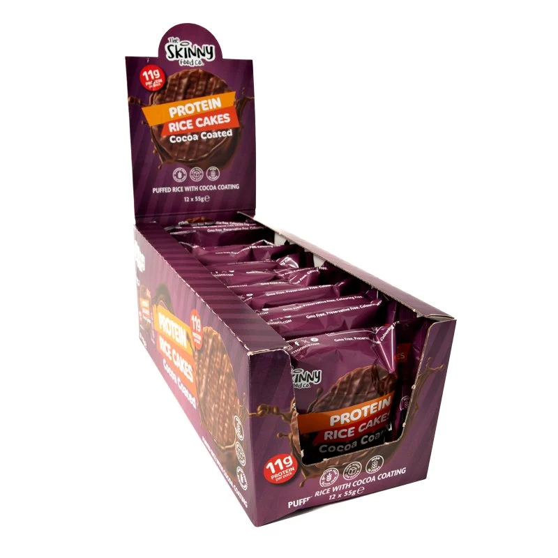 Tynd chokoladeriskage med højt proteinindhold - 12 x 55 g karton