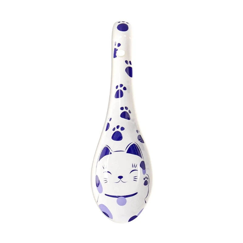 Kawaii Suppenlöffel Maneki Neko Weiß 13.8cm