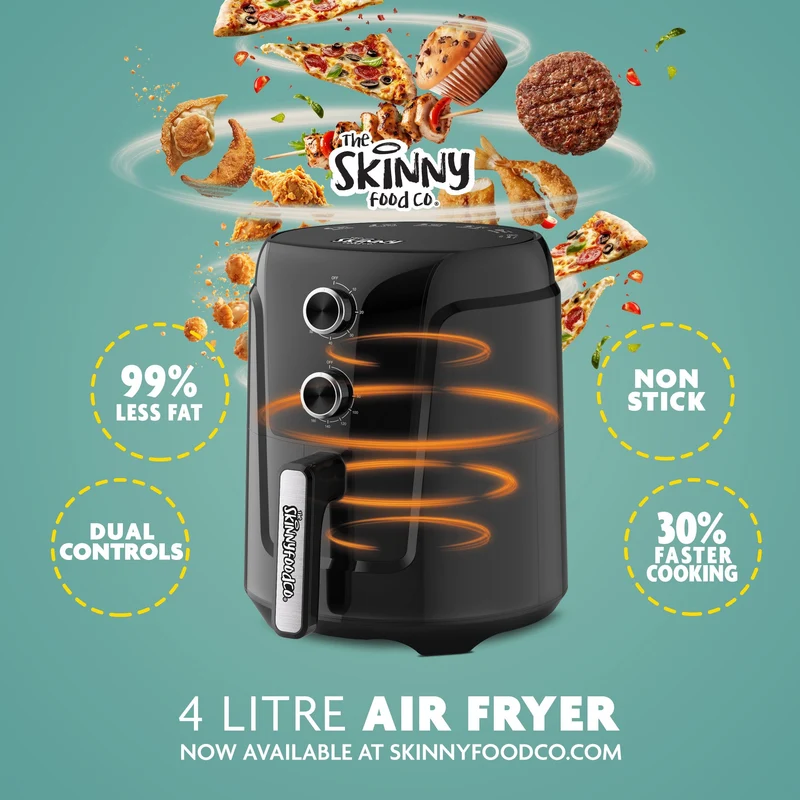 Skinny Food Co Black Air Fryer 4 liter 1450w (inklusive gratis Air Fryer Opskriftsbog) - Ninja Alternative