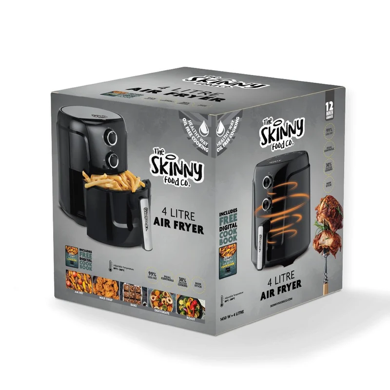 Skinny Food Co Black Air Fryer 4 liter 1450w (inklusive gratis Air Fryer Opskriftsbog) - Ninja Alternative