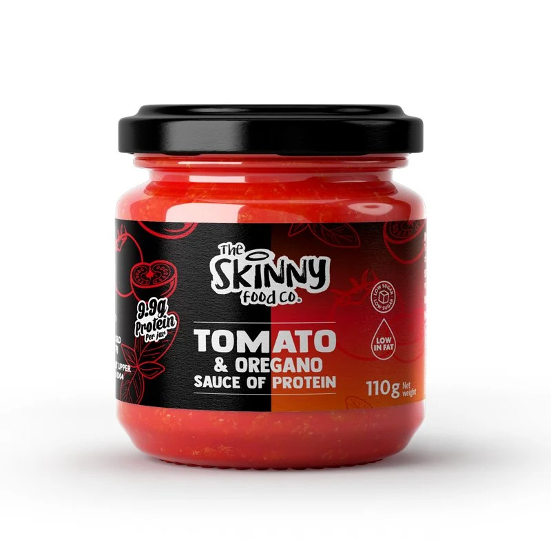 (Udsalg, bedst før, juli 2026) Tynd tomat- og oreganosauce til pasta, nudler, pizza, dip - (9.9 g protein pr. glas) 110 g (Fås også i en 6-pakning)