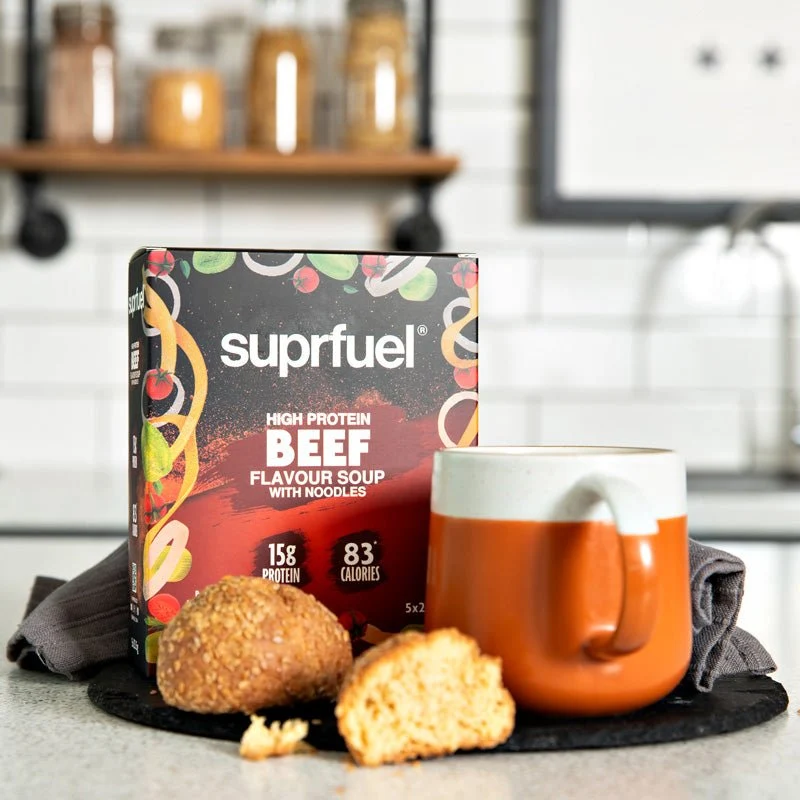 Suppruel højprotein oksesmagssuppe med nudler (5 måltider) 120g