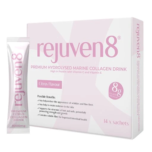Rejuven8 Premium hydrolyseret marin flydende kollagen drik 8000mg, 14 poser 14 x 30 ml (14 dages forsyning)