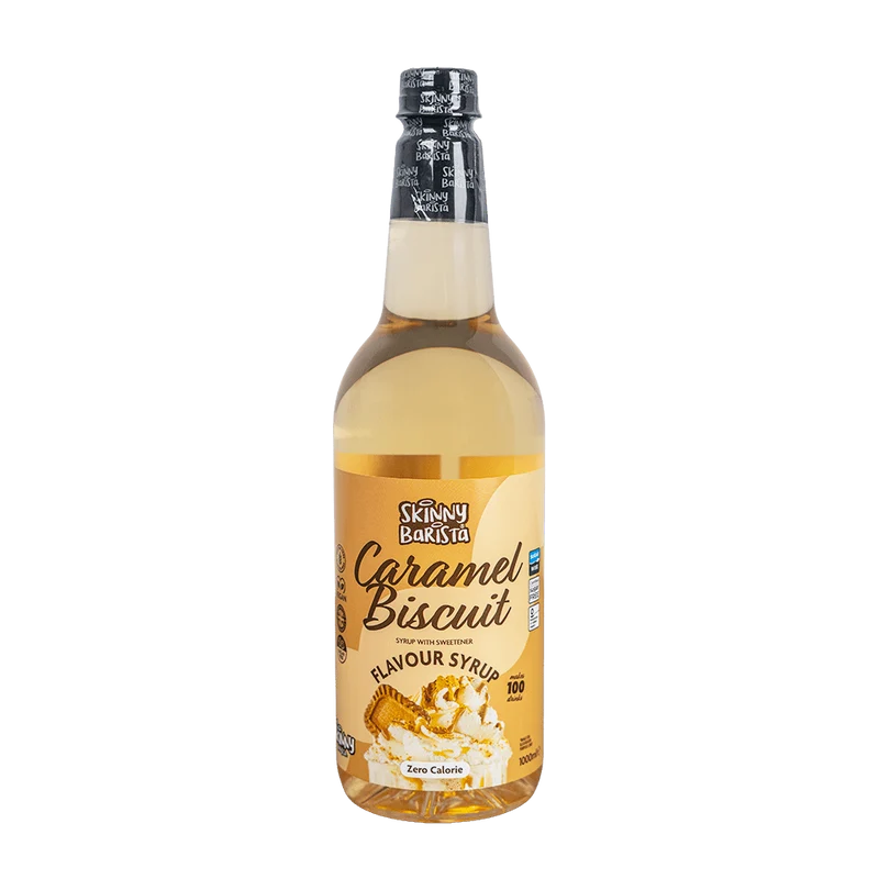 Skinny Barista Karamelkikssirup - Kaloriefri, sukkerfri Skinny Kaffe - 1 Liter