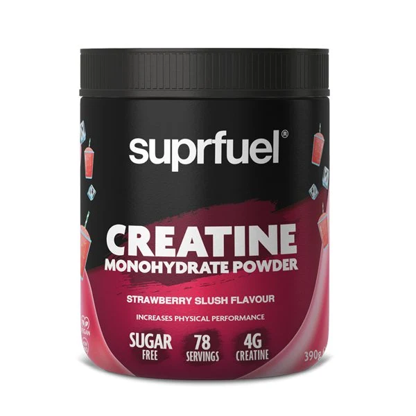(Udsalg, Bedst før, 26. maj) Suprfuel Kreatin Monohydreringspulver 390 g - Jordbær Slush (78 portioner)