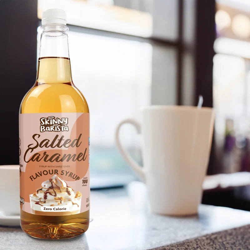 Skinny Barista Saltet Karamelsirup - Kaloriefri Skinny Kaffe - 1 Liter