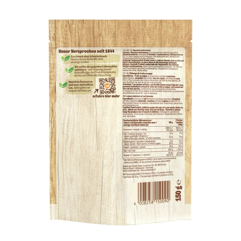 Seeberger Nusskernmischung Multipack – 6 × 150 g, reich an Vitamin E