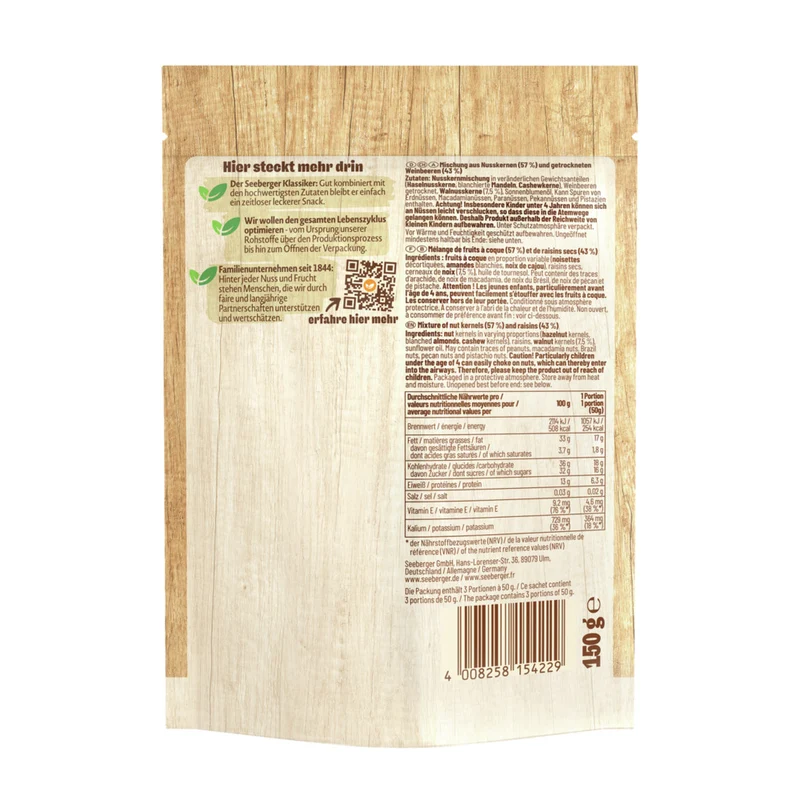 Seeberger Studentenfutter Multipack – 6 × 150 g, reich an Vitamin E, Kaliumquelle