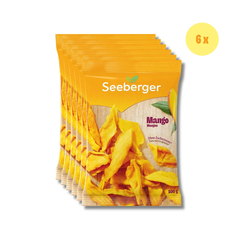Seeberger getrocknete Mango Multipack – 6 × 100 g natürlich süßer Fruchtgenuss