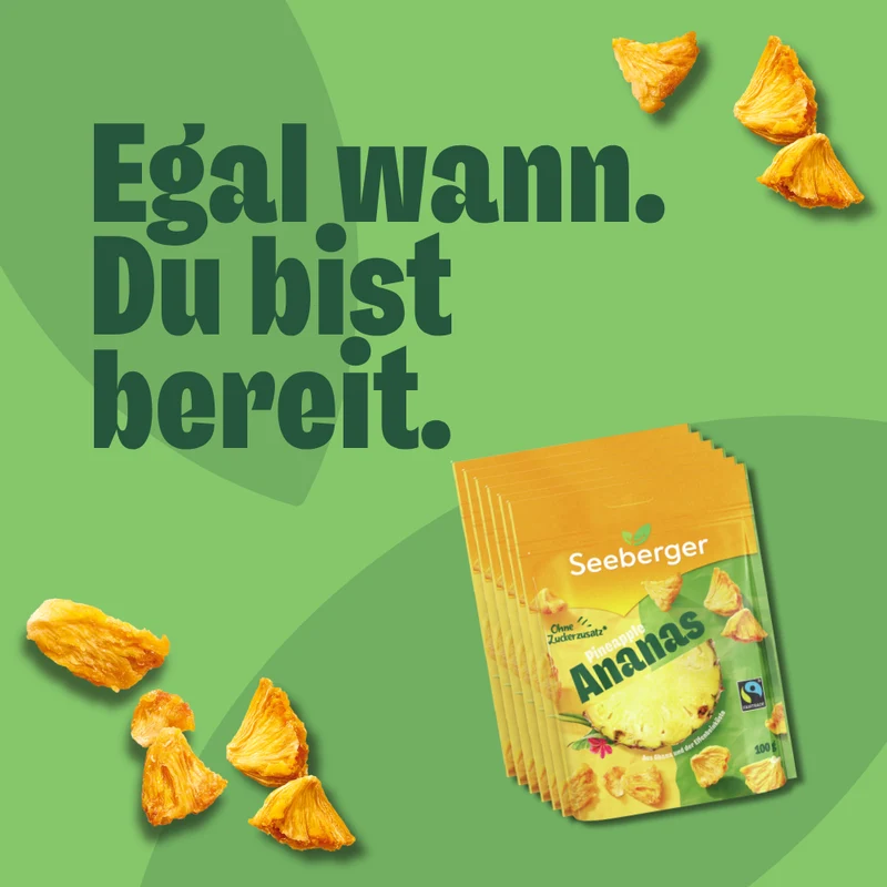 Seeberger getrocknete Ananas ungezuckert Multipack – 6 × 100 g natürlich süßer Fruchtgenuss, Fairtrade aus Ghana