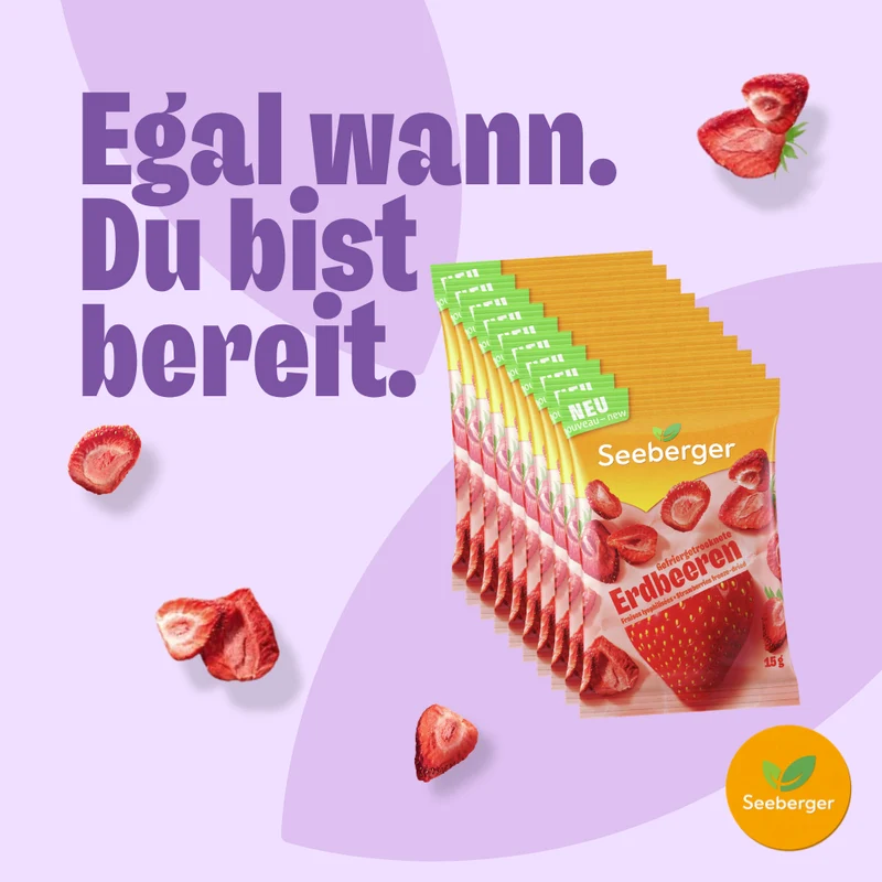 Seeberger gefriergetrocknete Erdbeeren Multipack – 10 × 15 g, 100 % Frucht, null Zusätze und voller Geschmack