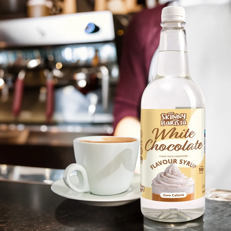 Skinny Barista Hvid Chokoladesmagssirup - Nul Kalorier Sukkerfri Skinny Kaffe - 1 Liter