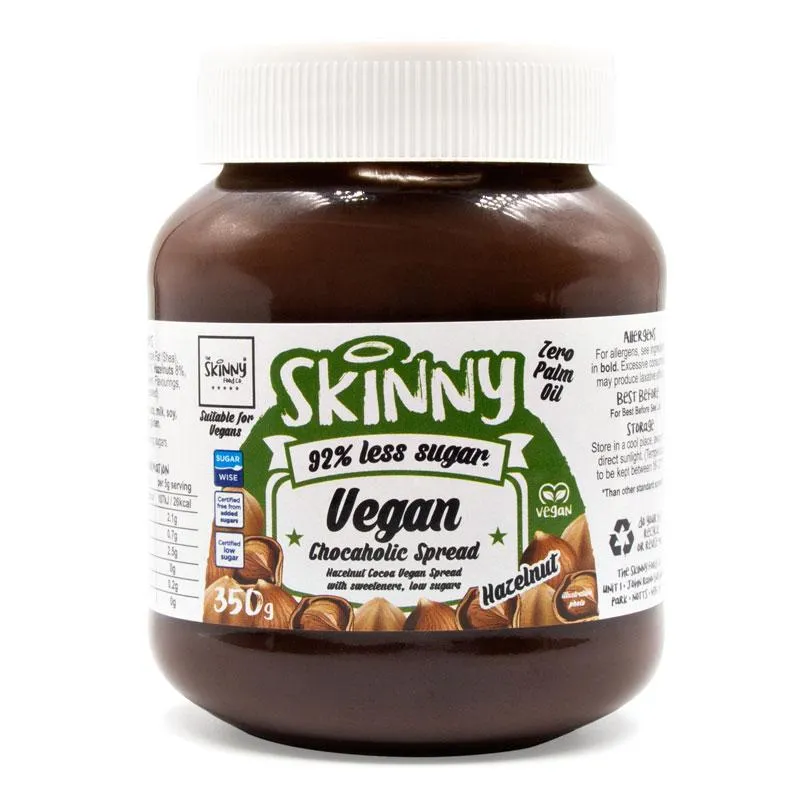 Vegansk chokoladepålæg - pålæg med lavt sukkerindhold af hasselnød - 350g