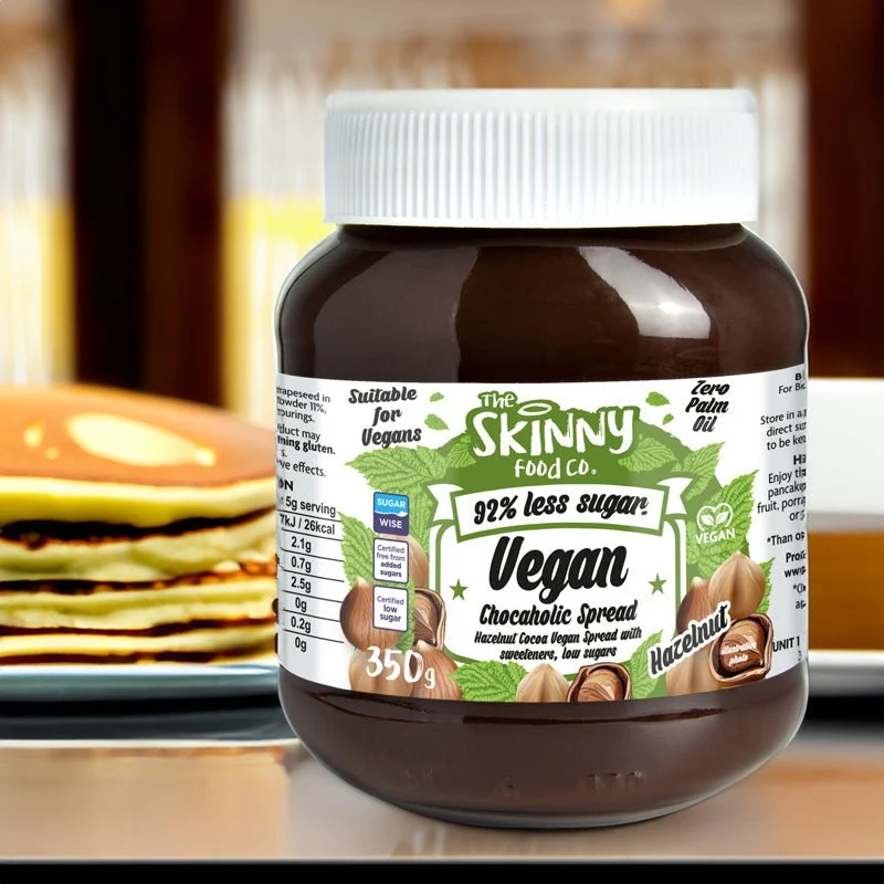 Vegansk chokoladepålæg - pålæg med lavt sukkerindhold af hasselnød - 350g