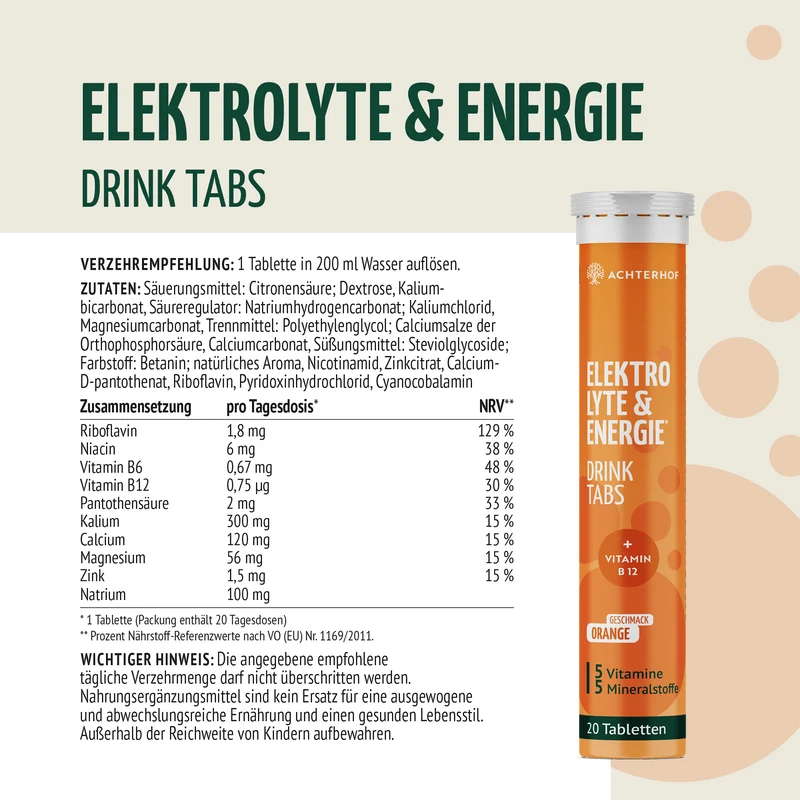 Elektrolyte & Energie Drink Tabs (20 Brausetabletten)